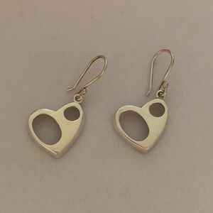 925 Sterling Silver Funky Heart Shape Dangly Earrings